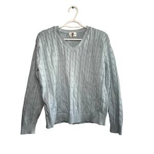 LBA Studio vintage cable knit cotton‎ sweater womens XL preppy granpacore sailer